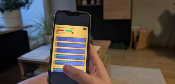 Die Statistik-Ansicht des Lernmodus in Aprendo zeigt die Verteilung der Vokabel-Level.